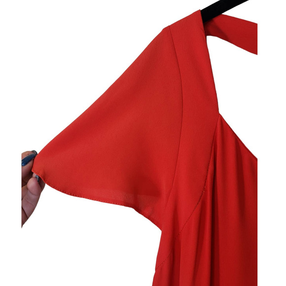 ASOS Maternity button front frill sleeve wide leg jumpsuit with cut out back - Picture 4 of 14